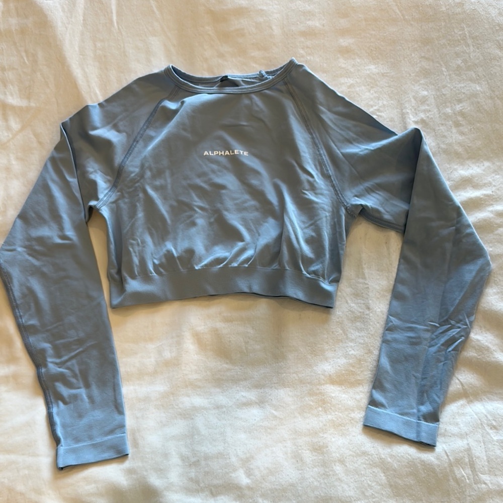 Alphalete Blue Long Sleeve Crop Top